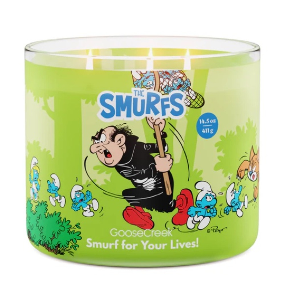 NEW Goose Creek The Smurfs Smurf For Your Life Green 3 Wick Candle 14.5 oz
